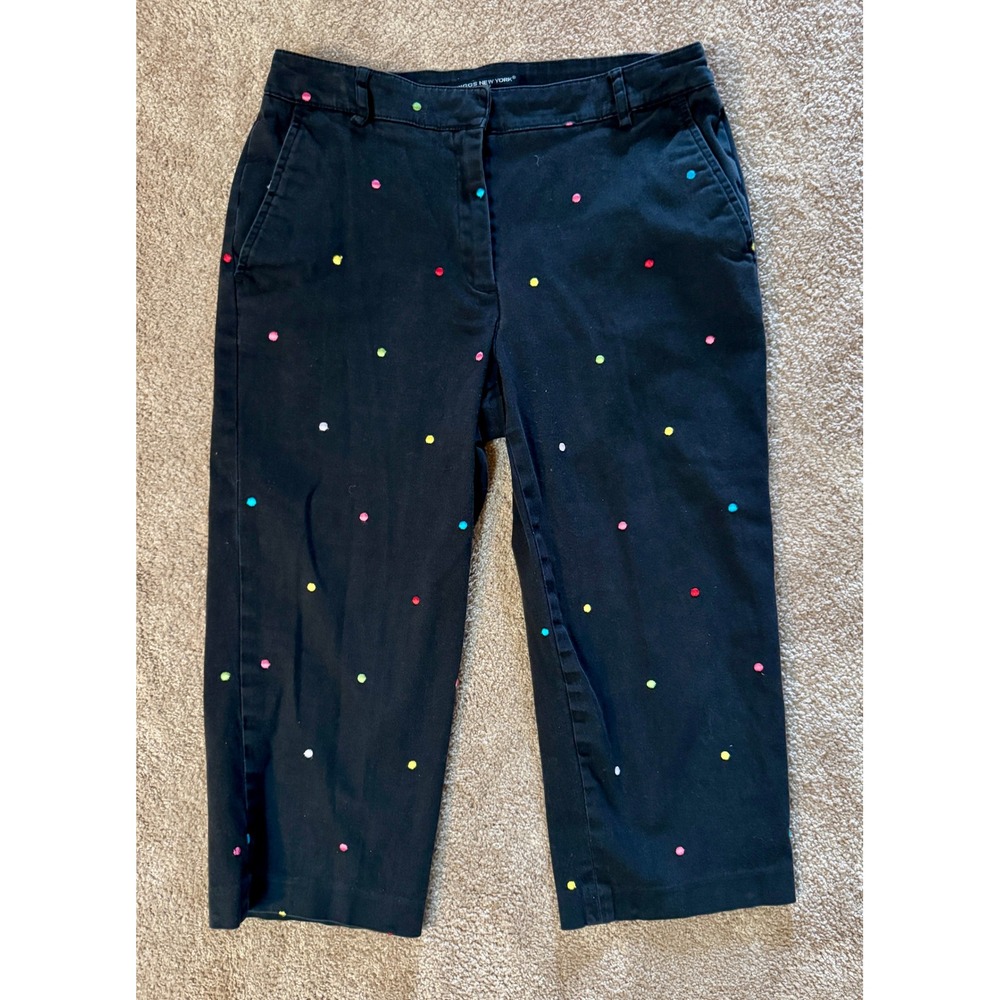 Briggs New‎ York Petite Black Polka Dot Cropped Pants Women's Size 6P